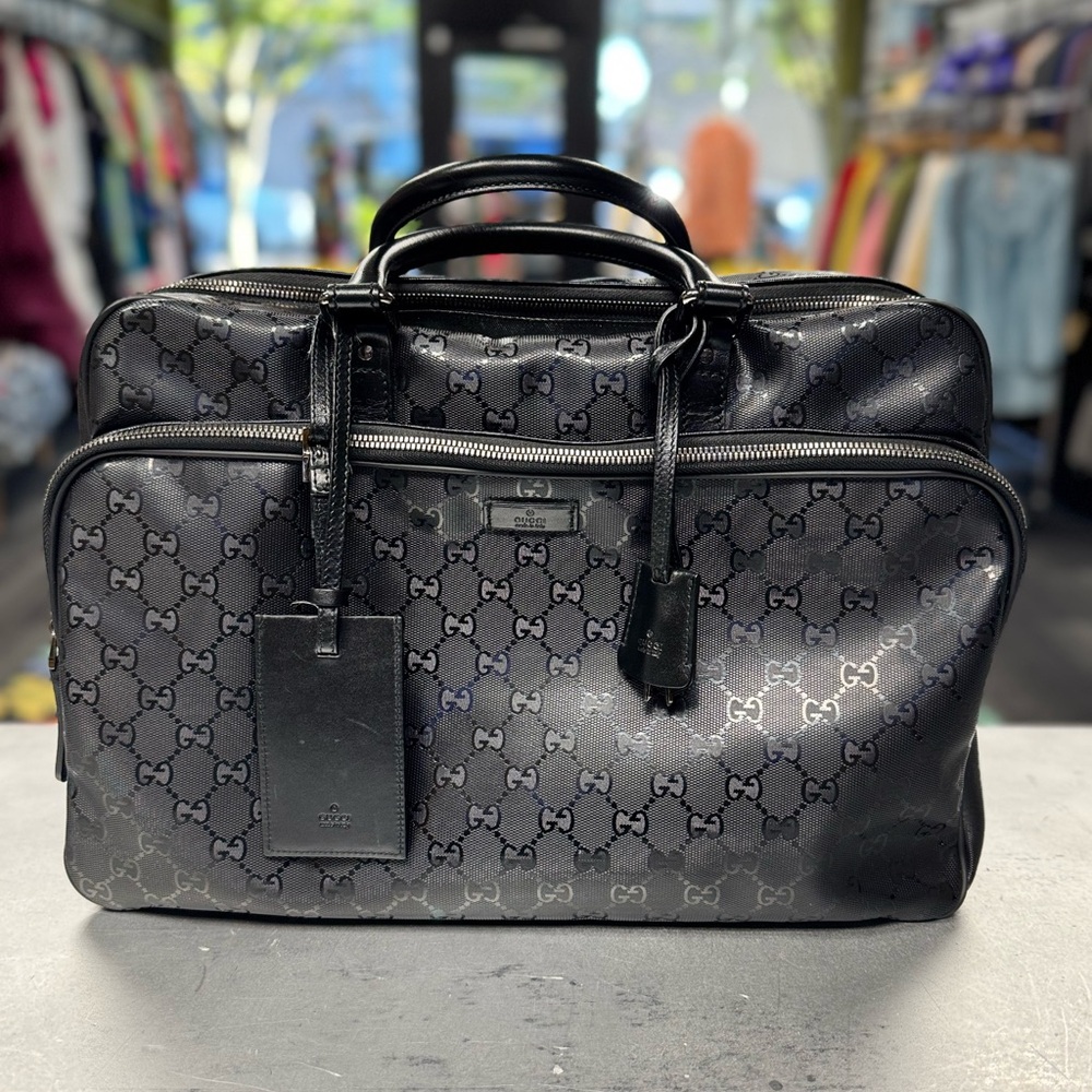 Gucci Black Monogram Briefcase